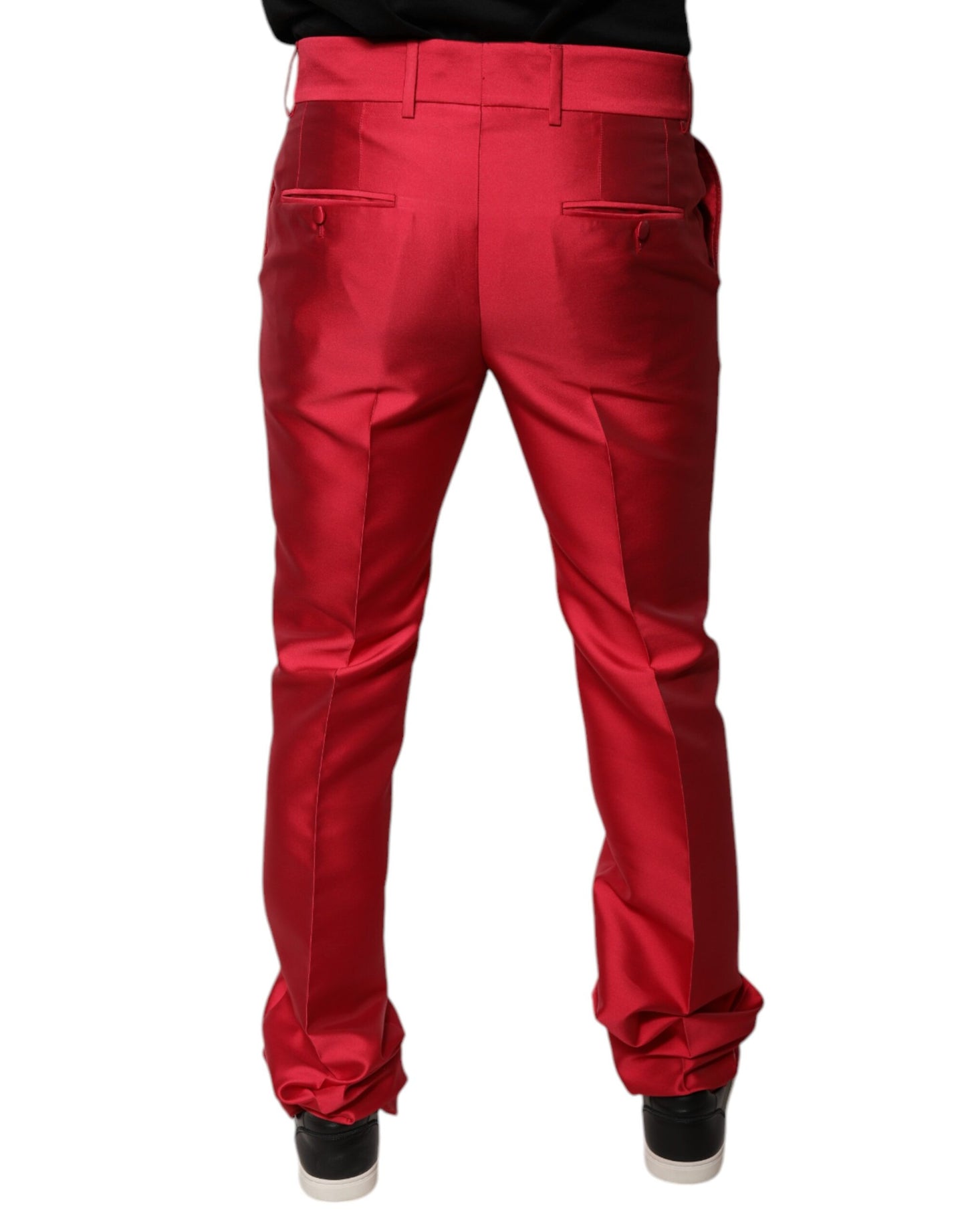 Pantalón Formal Dolce & Gabbana de Seda Roja Corte Ajustado Talle Medio