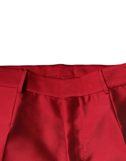 Pantalón Formal Dolce & Gabbana de Seda Roja Corte Ajustado Talle Medio