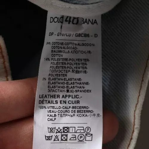 Jeans ajustados de mezclilla rotos de mezcla de algodón Light Blue de Dolce & Gabbana