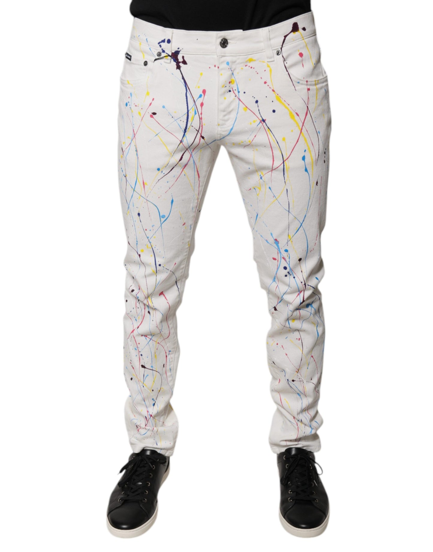 Dolce & Gabbana Vaqueros pitillo estampados Color Splash en blanco