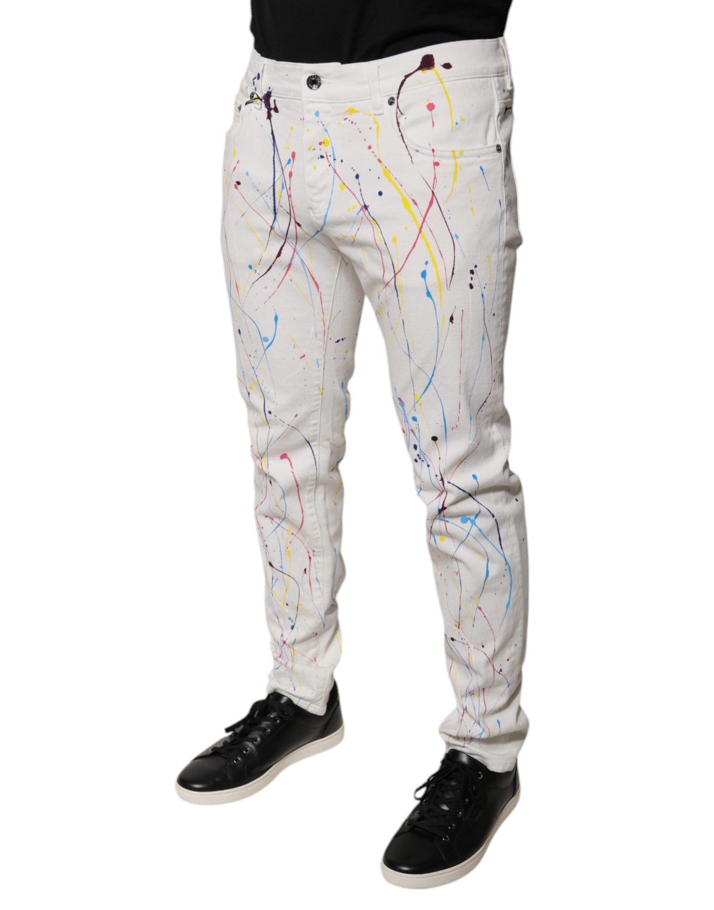 Dolce & Gabbana Vaqueros pitillo estampados Color Splash en blanco
