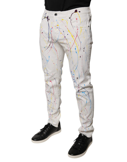 Dolce & Gabbana Vaqueros pitillo estampados Color Splash en blanco