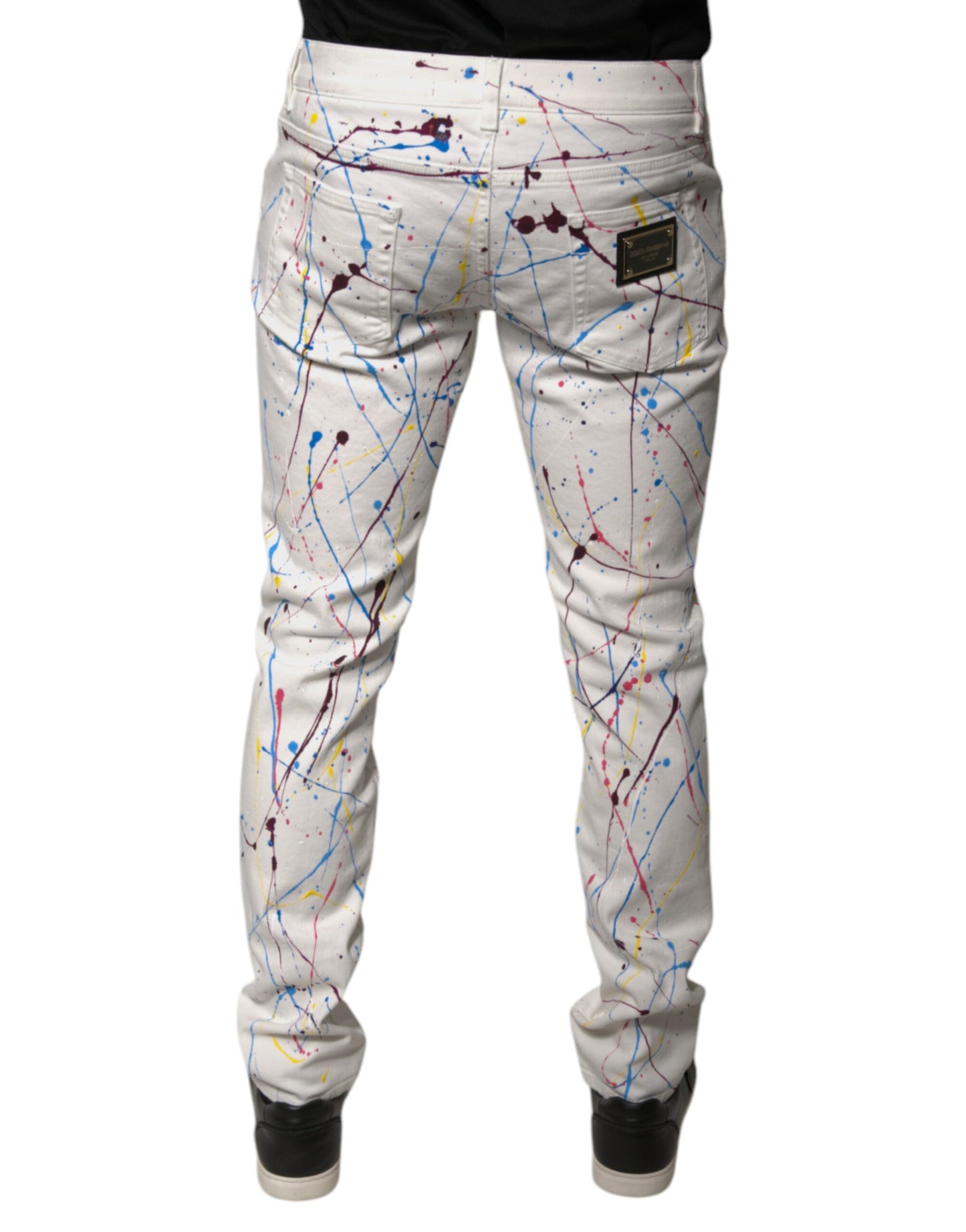 Dolce & Gabbana Vaqueros pitillo estampados Color Splash en blanco