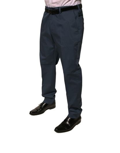 Dolce & Gabbana Pantalones de Vestir Entallados Elásticos de Algodón Azul Oscuro para Hombre