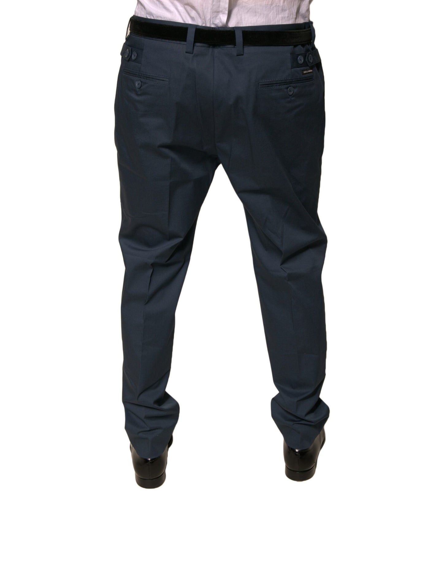 Dolce & Gabbana Pantalones de Vestir Entallados Elásticos de Algodón Azul Oscuro para Hombre
