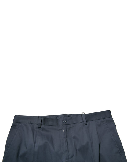 Dolce & Gabbana Pantalones de Vestir Entallados Elásticos de Algodón Azul Oscuro para Hombre