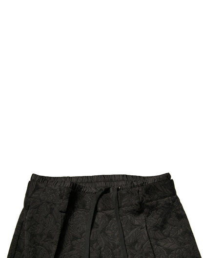 Pantalones de vestir ajustados Dolce & Gabbana de poliéster de brocado negro para hombre
