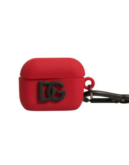 Funda para AirPods Dolce & Gabbana de silicona roja con logo en relieve