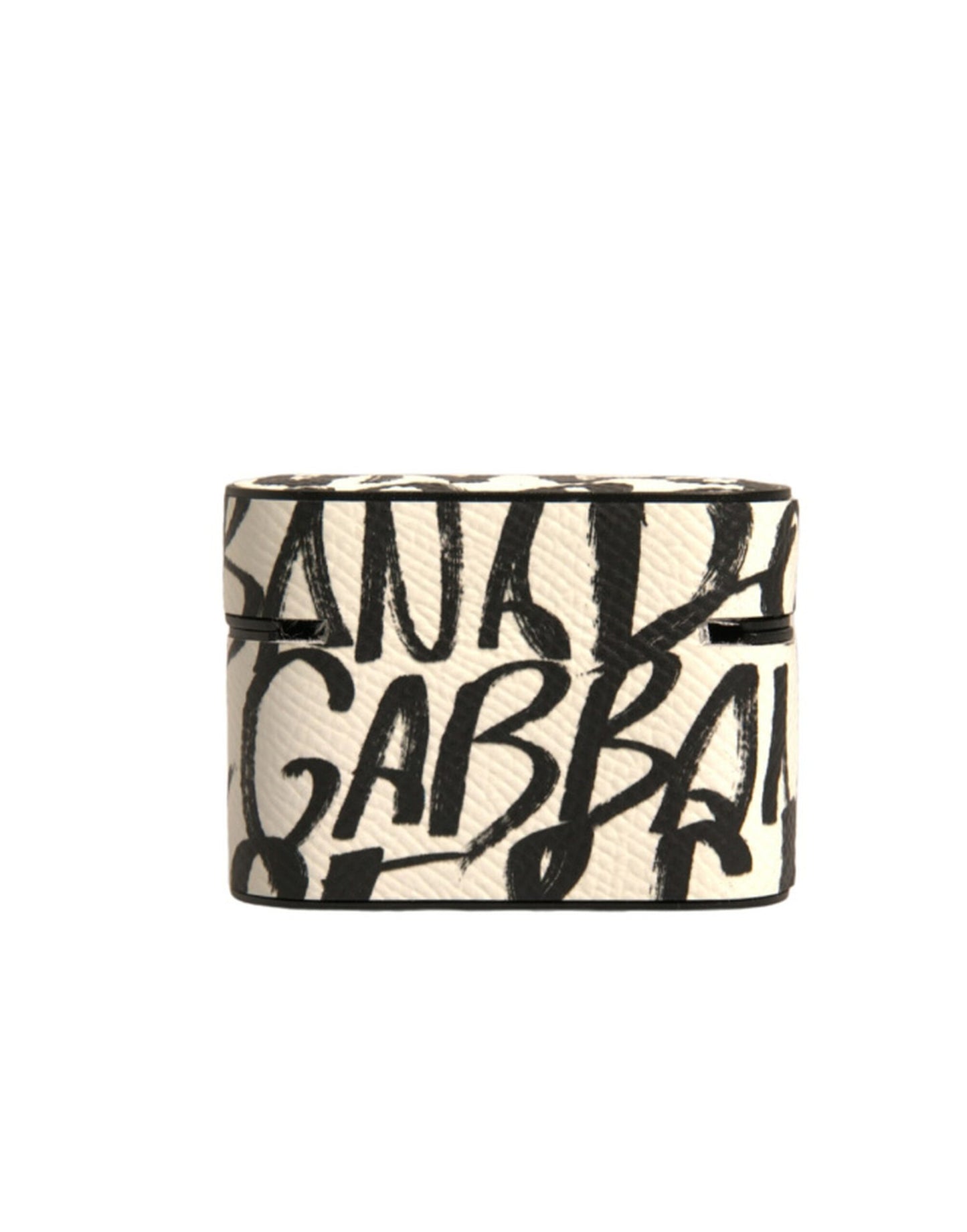 Estuche para Airpods Dolce & Gabbana de piel negra y blanca con logotipo grabado "Scribble"