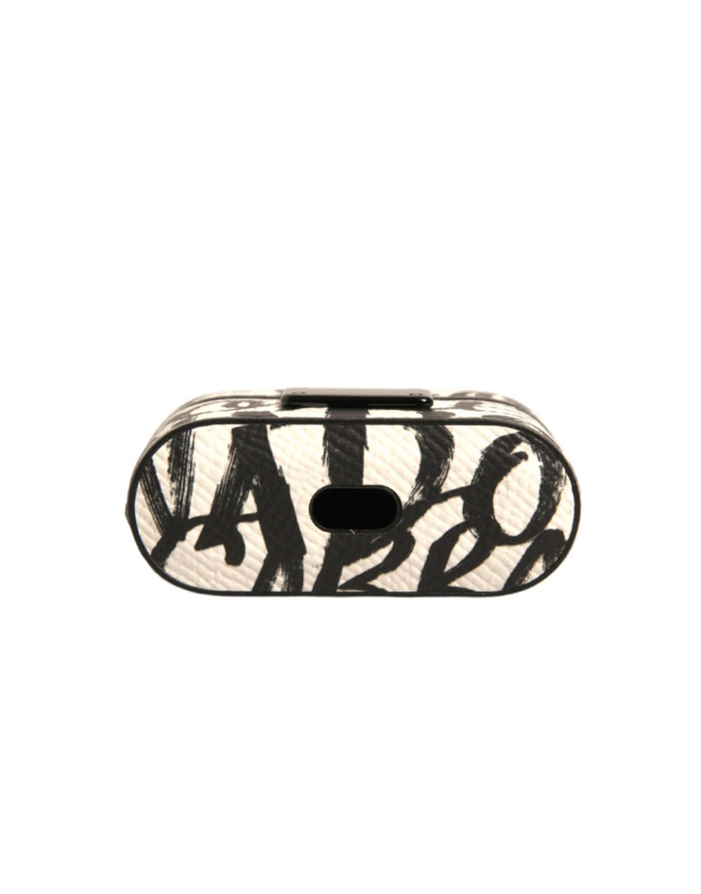 Estuche para Airpods Dolce & Gabbana de piel negra y blanca con logotipo grabado "Scribble"