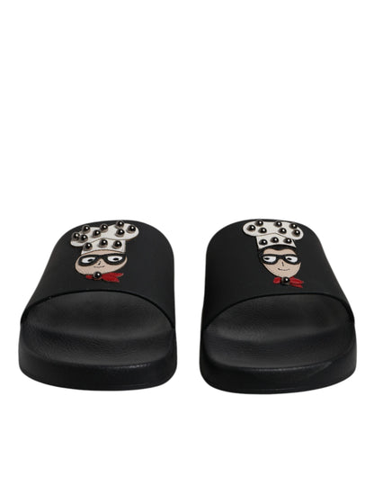 Dolce & Gabbana Sandalias de Piel Negras Zapatos de Playa