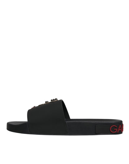 Dolce & Gabbana Sandalias de Piel Negras Zapatos de Playa