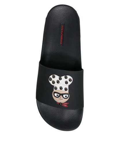 Dolce & Gabbana Sandalias de Piel Negras Zapatos de Playa