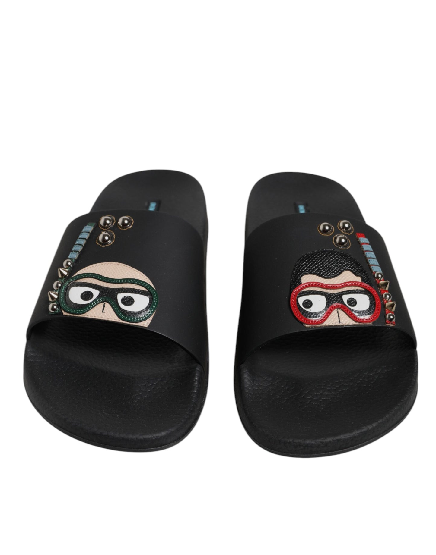 Chanclas de cuero negras Dolce & Gabbana Divers Sandalias Zapatos de playa