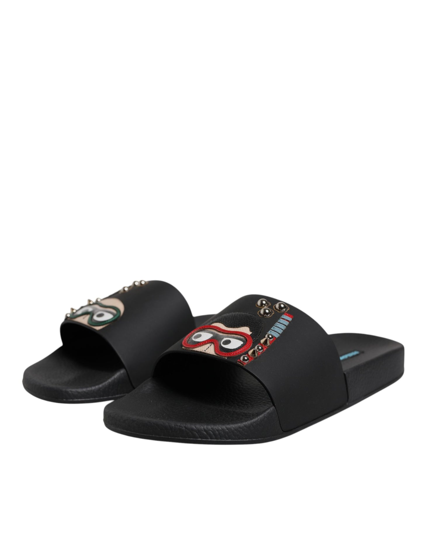Chanclas de cuero negras Dolce & Gabbana Divers Sandalias Zapatos de playa