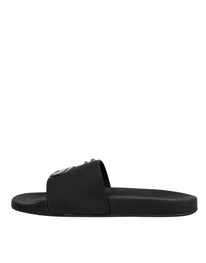 Chanclas de cuero negras Dolce & Gabbana Divers Sandalias Zapatos de playa