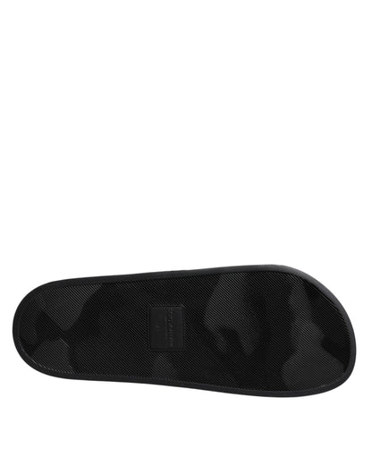 Chanclas de cuero negras Dolce & Gabbana Divers Sandalias Zapatos de playa