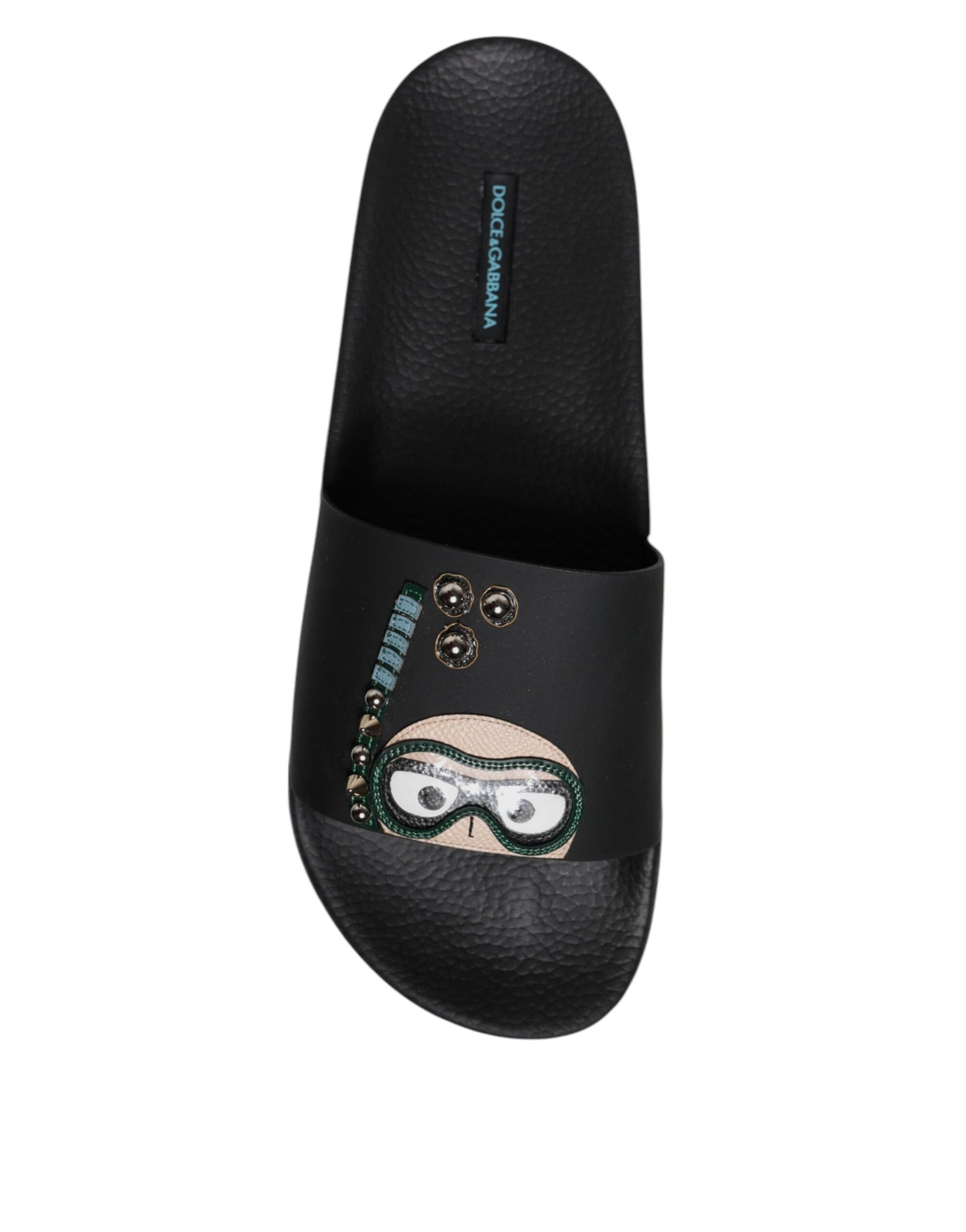 Chanclas de cuero negras Dolce & Gabbana Divers Sandalias Zapatos de playa