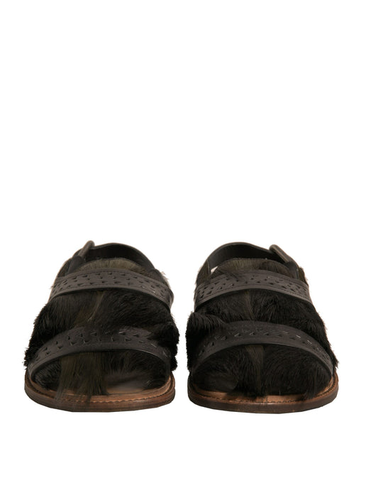 Dolce & Gabbana Zapatos Planos Sandalias de Piel de Gacela Verdes
