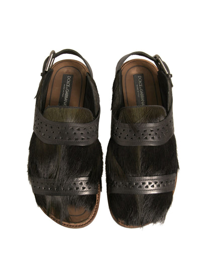 Dolce & Gabbana Zapatos Planos Sandalias de Piel de Gacela Verdes