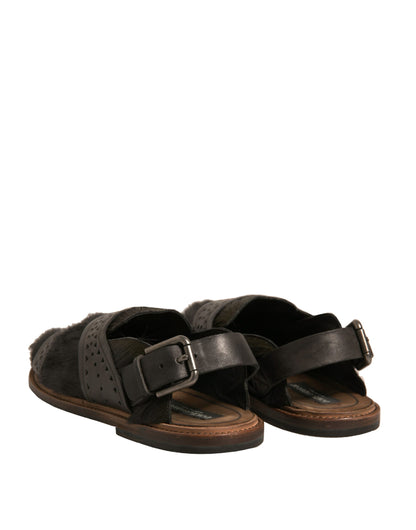 Dolce & Gabbana Zapatos Planos Sandalias de Piel de Gacela Verdes