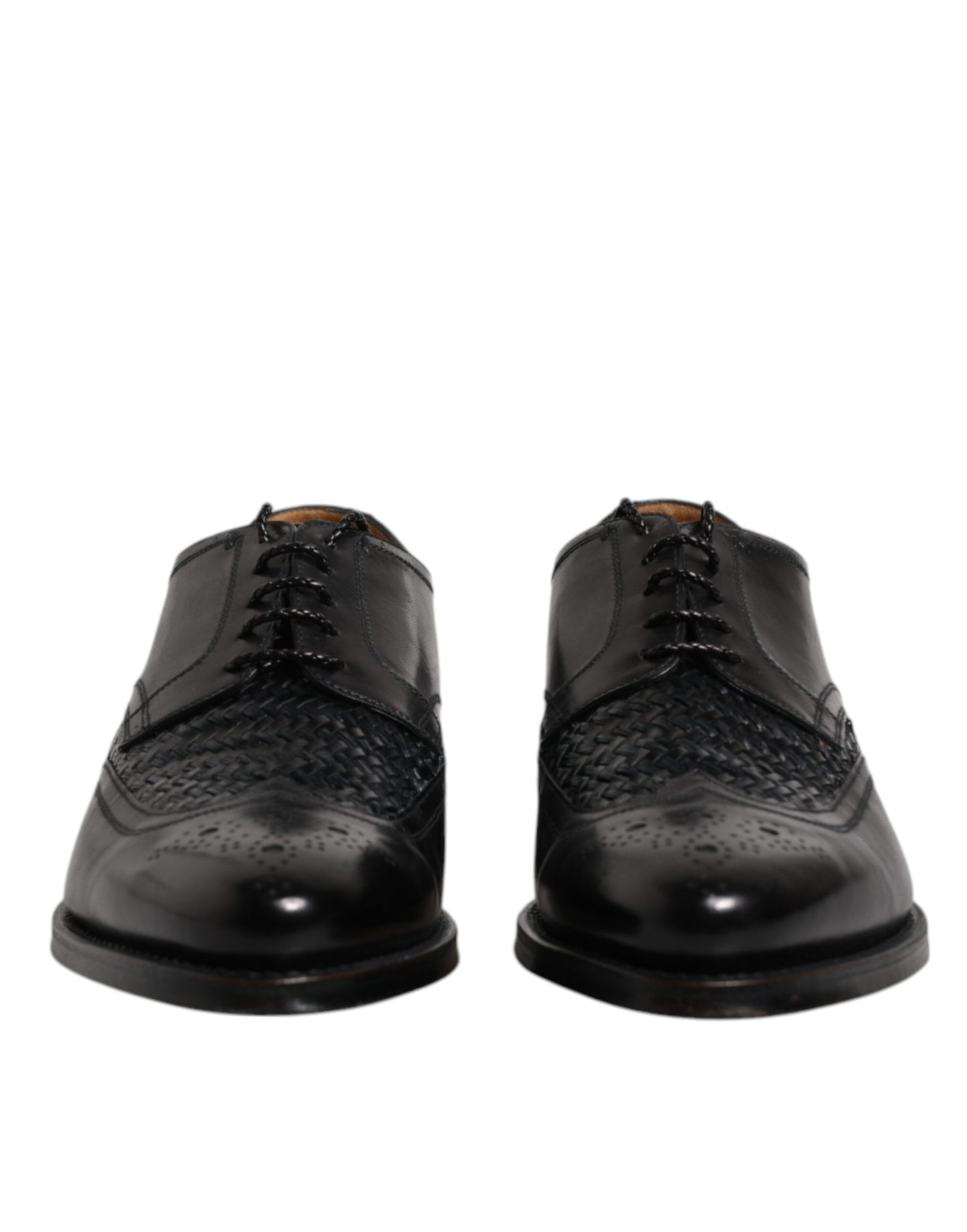 Zapatos de vestir formales Dolce & Gabbana Derby Wingtip con cordones de cuero negro