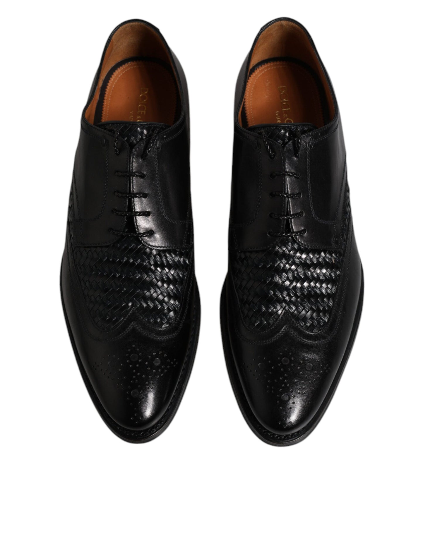 Zapatos de vestir formales Dolce & Gabbana Derby Wingtip con cordones de cuero negro