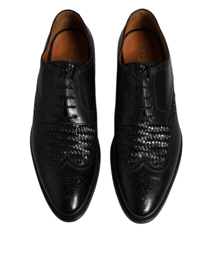 Zapatos de vestir formales Dolce & Gabbana Derby Wingtip con cordones de cuero negro