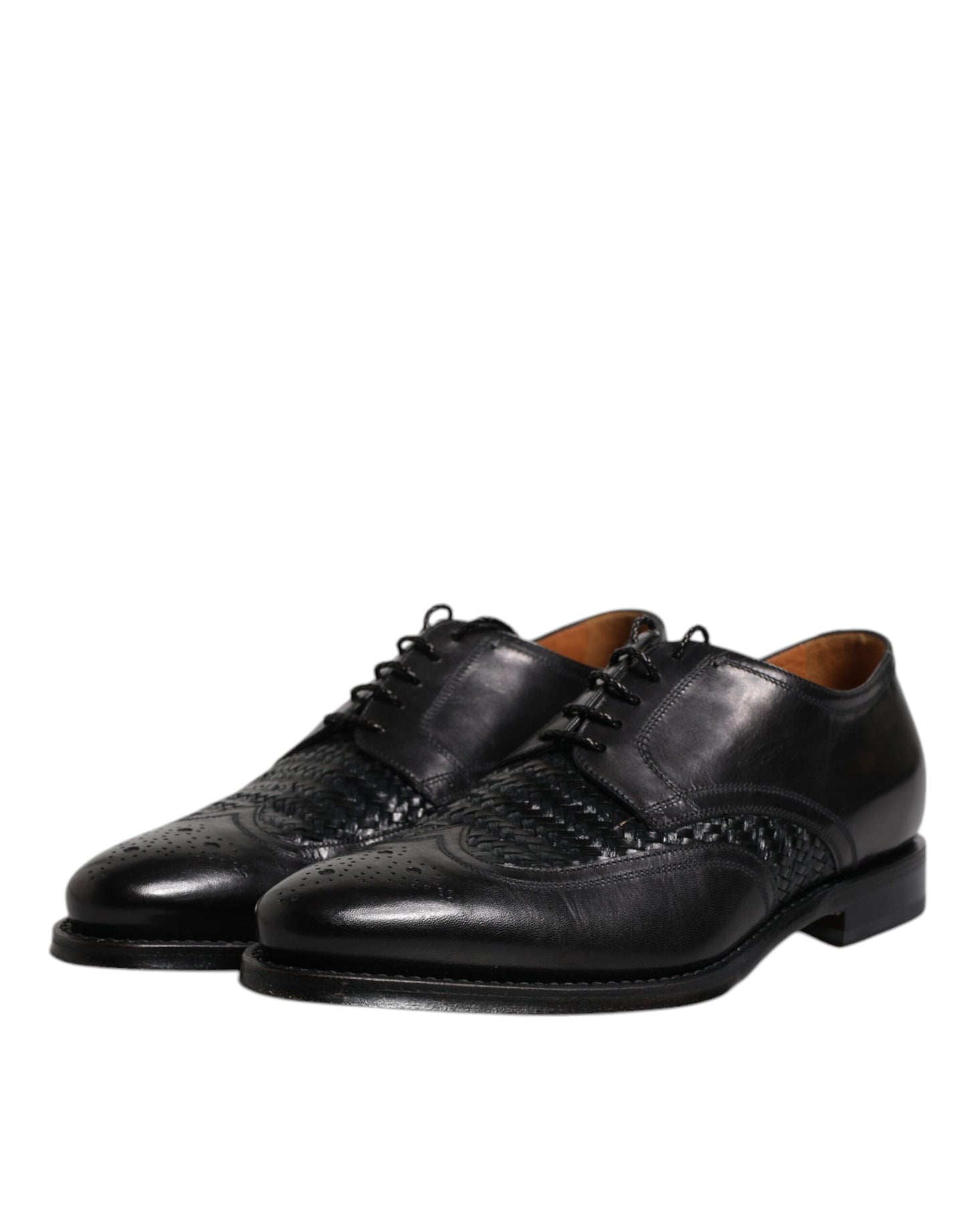 Zapatos de vestir formales Dolce & Gabbana Derby Wingtip con cordones de cuero negro