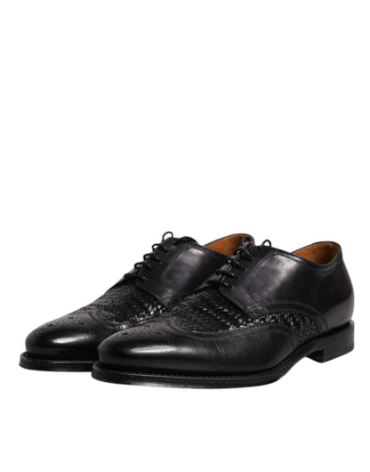 Zapatos de vestir formales Dolce & Gabbana Derby Wingtip con cordones de cuero negro