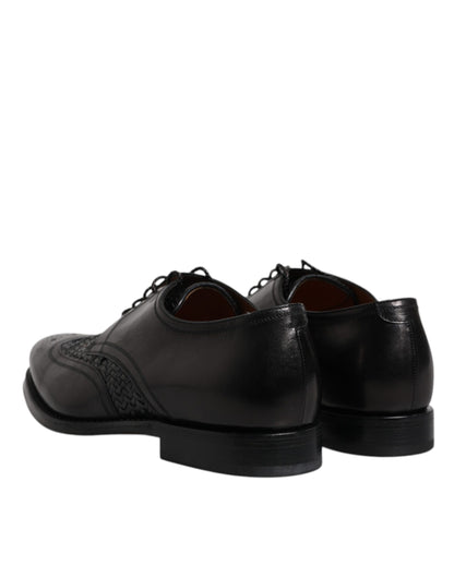 Zapatos de vestir formales Dolce & Gabbana Derby Wingtip con cordones de cuero negro