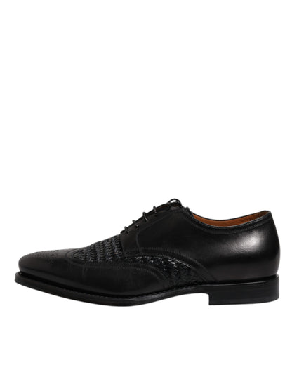 Zapatos de vestir formales Dolce & Gabbana Derby Wingtip con cordones de cuero negro