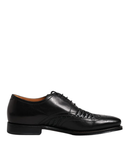 Zapatos de vestir formales Dolce & Gabbana Derby Wingtip con cordones de cuero negro