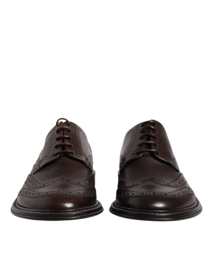 Zapatos de vestir formales Dolce & Gabbana Derby Wingtip de piel marrón con cordones