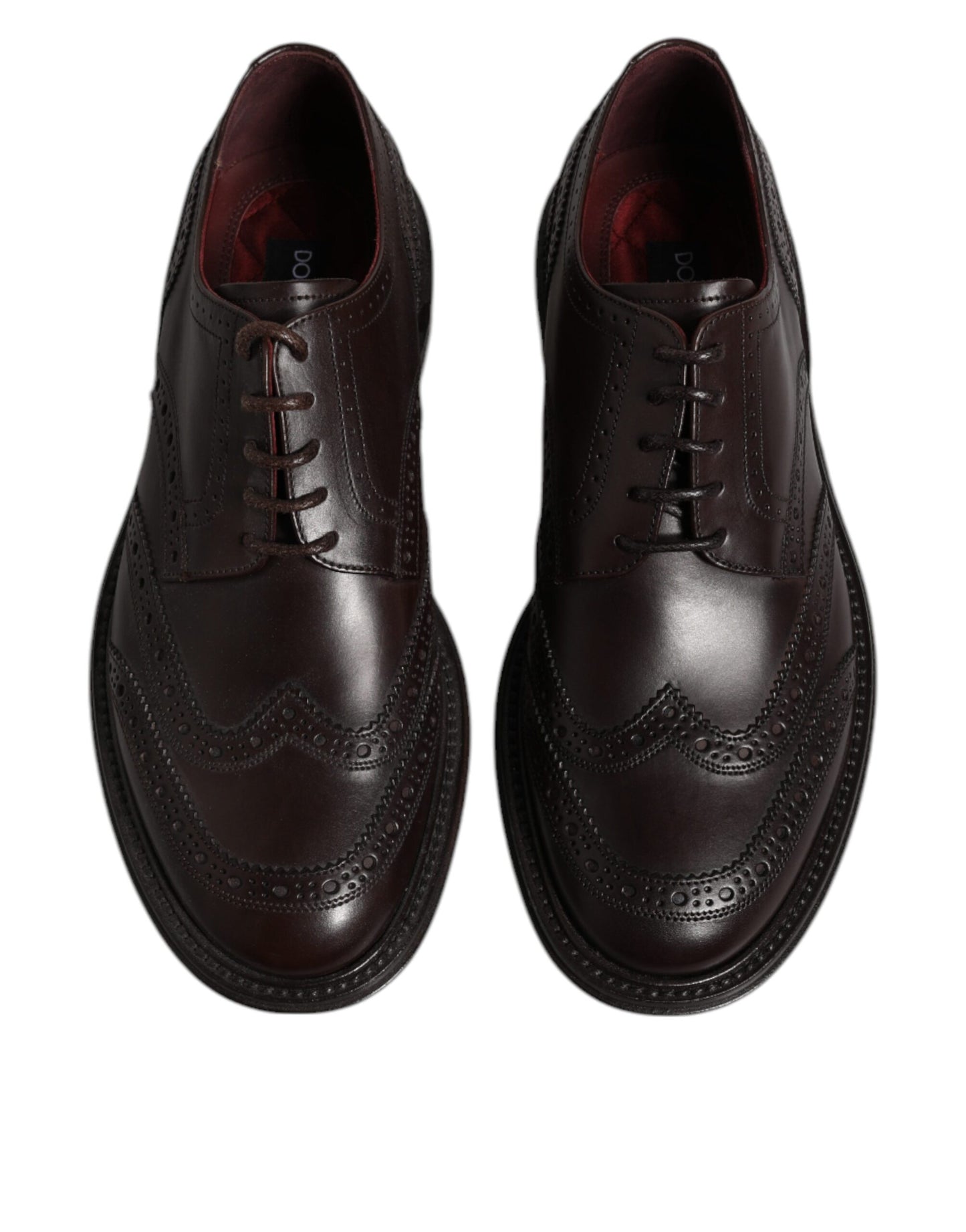 Zapatos de vestir formales Dolce & Gabbana Derby Wingtip de piel marrón con cordones