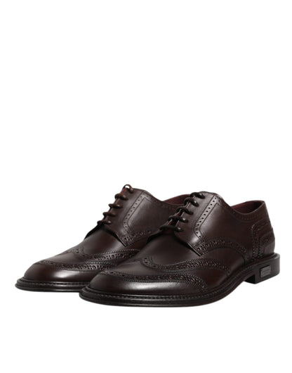 Zapatos de vestir formales Dolce & Gabbana Derby Wingtip de piel marrón con cordones