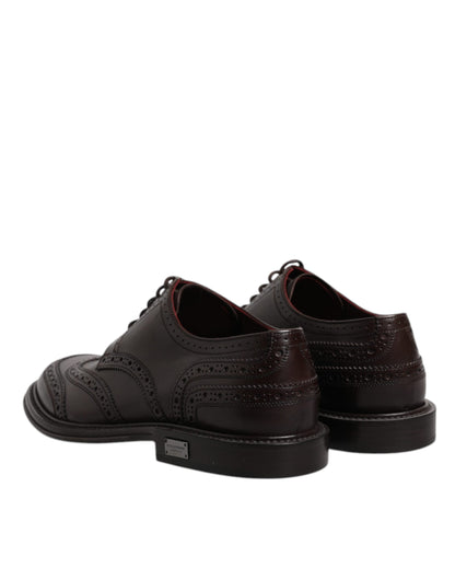 Zapatos de vestir formales Dolce & Gabbana Derby Wingtip de piel marrón con cordones