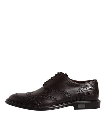 Zapatos de vestir formales Dolce & Gabbana Derby Wingtip de piel marrón con cordones