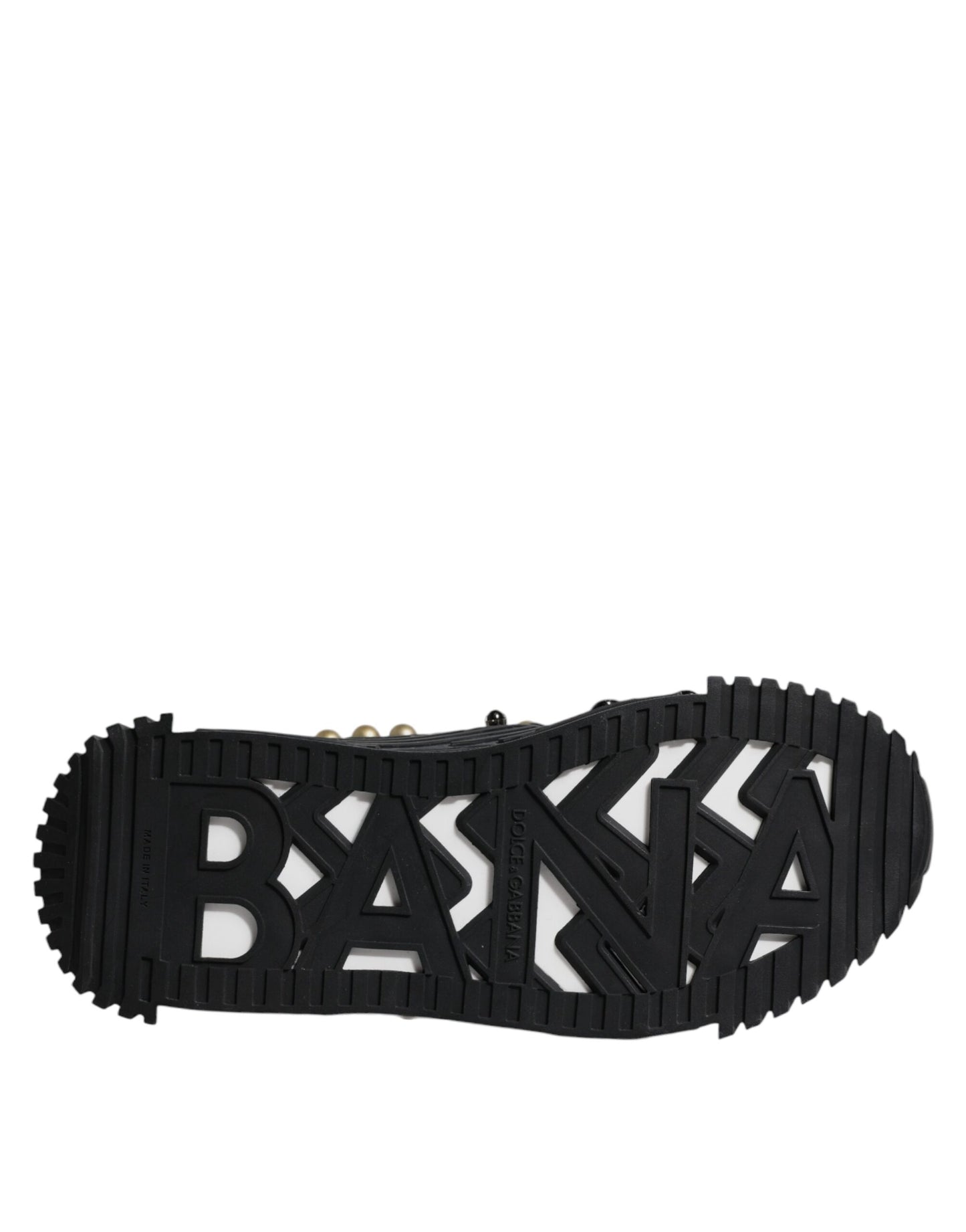 Dolce & Gabbana Sandalias Deslizantes Tachonadas de Cuero Negro
