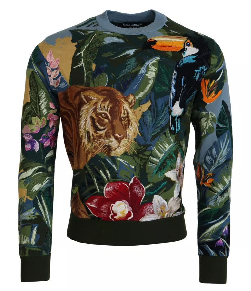 Suéter con logotipo de Dolce & Gabbana Jungle de lana y seda