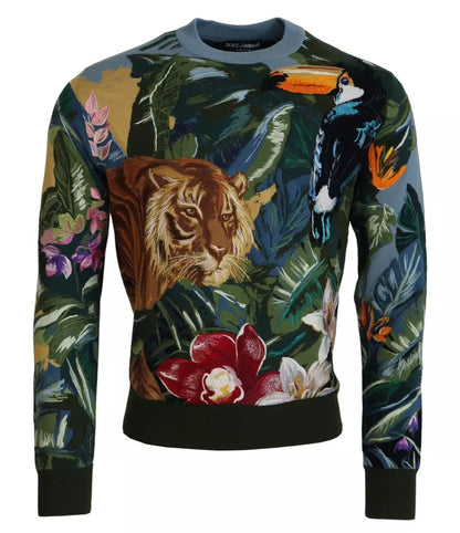 Suéter con logotipo de Dolce & Gabbana Jungle de lana y seda