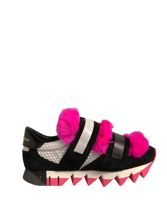 Zapatillas Dolce & Gabbana negras con ribete de piel rosa