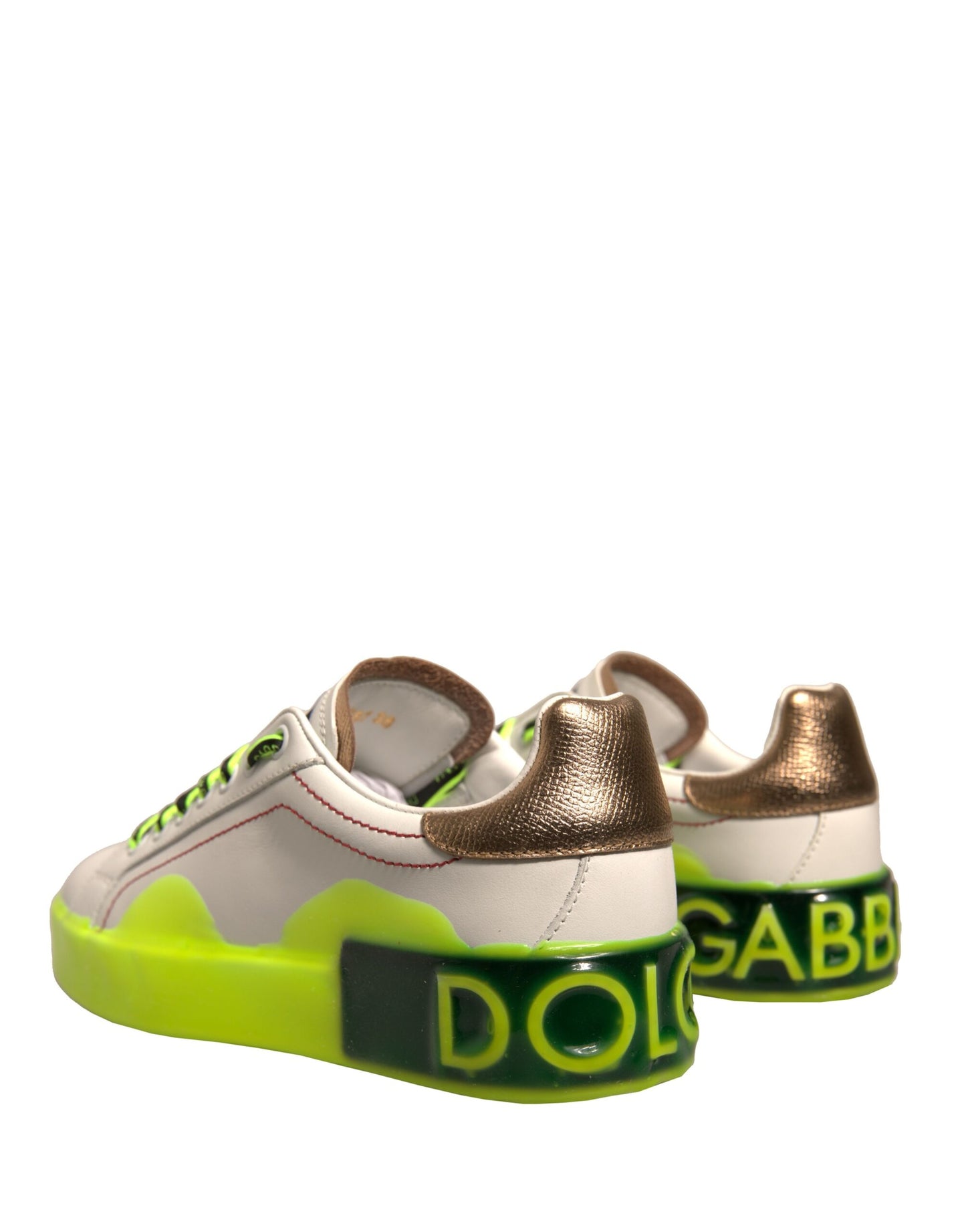 Zapatillas de cuero Portofino blancas y amarillas de Dolce & Gabbana