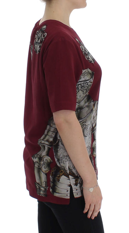Camiseta blusa de seda con estampado de caballero rojo de Dolce & Gabbana