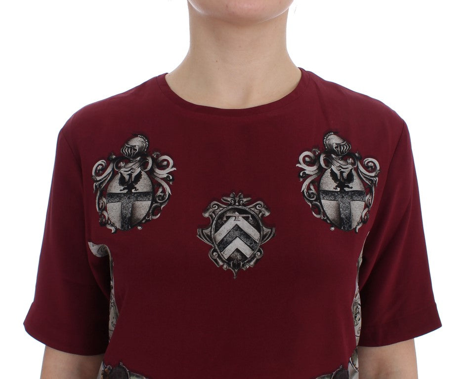 Camiseta blusa de seda con estampado de caballero rojo de Dolce & Gabbana