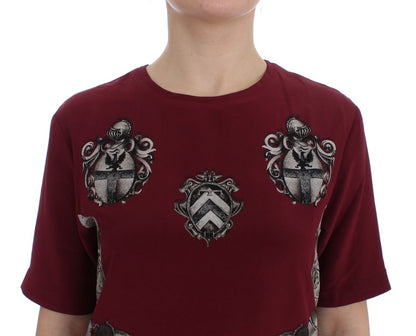 Camiseta blusa de seda con estampado de caballero rojo de Dolce & Gabbana