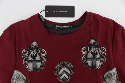 Camiseta blusa de seda con estampado de caballero rojo de Dolce & Gabbana