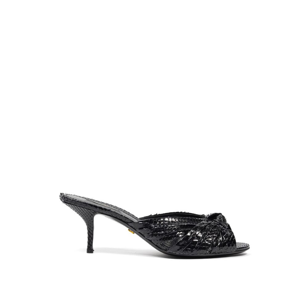 Sandalias de plataforma de piel de serpiente negra Dolce & Gabbana