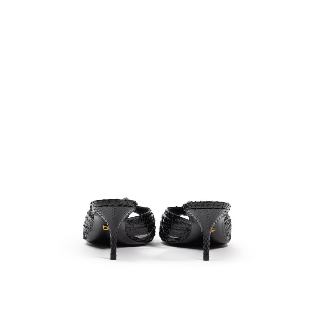Sandalias de plataforma de piel de serpiente negra Dolce & Gabbana