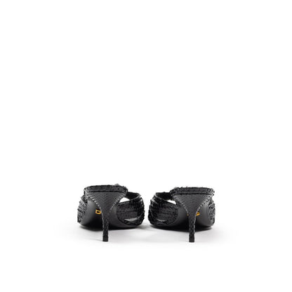 Sandalias de plataforma de piel de serpiente negra Dolce & Gabbana